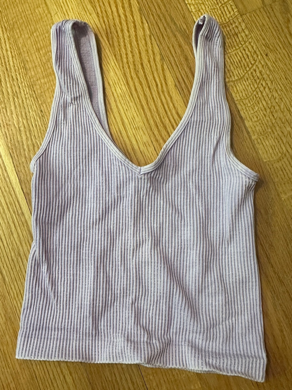 Ribbed V-Neck Tank Top - Light Lavender